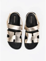 Pěkné  sandály dámské zlaté platforma