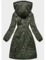 Dámská zimní bunda v olivové barvě v délce ke kolenům (m-21601) Dámská zimní bunda v olivové barvě v délce ke kolenům (m-21601)