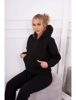 Zateplená souprava s mikinou vázanou ve spodní části černé barvy Zateplená souprava s mikinou vázanou ve spodní části černé barvy