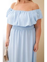 Dámské šaty Plus Size s volánem a elastickým pasem modré Dámské šaty Plus Size s volánem a elastickým pasem modré