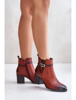 Dámské boty na podpatku s vyteplením a páskem hnědé Zinithia Dámské boty na podpatku s vyteplením a páskem hnědé Zinithia