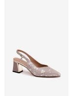 Kožené Dámské Sandály Na Podpatku Se Špičatými Špičkami Zlaté-Stříbrné Vinceza 66733