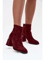 Dámské kotníkové boty z přírodní semišové kůže na podpatku vyhřívané D&A CR52-718 bordó Dámské kotníkové boty z přírodní semišové kůže na podpatku vyhřívané D&A CR52-718 bordó