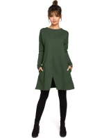 B042 Tunika s předním rozparkem - černá