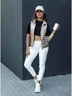 Dámská prošívaná vesta se stojáčkem TY4439 béžová - FashionStreet Dámská prošívaná vesta se stojáčkem TY4439 béžová - FashionStreet