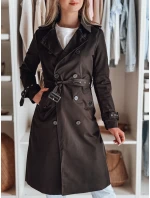 Dámský dlouhý kabát s páskem SLIMFOTA černý FashionStreet NY0747 Dámský dlouhý kabát s páskem SLIMFOTA černý FashionStreet NY0747