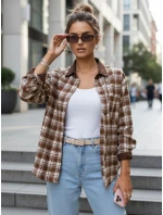 Dámská kostkovaná košile na knoflíky hnědá FashionStreet DY0486