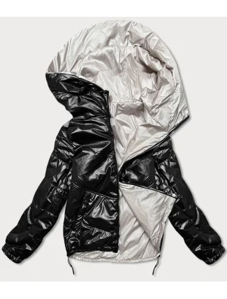 Černá/béžová dámská oboustranná bunda (BH-2204BIG)