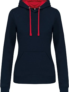 Kariban K 465 Dámská mikina s kontrastní kapucí 20.K465 navy/red