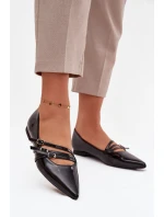 Dámské lakované baleríny s pásky Palenna – černé