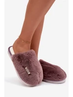 Dámské huňaté pantofle – tmavě fialové Belinna