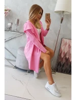 Volná bunda s kapucí růžová Volná bunda s kapucí růžová