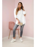 Bavlněná mušelínová košile oversize bílý