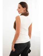 Dámská viskózová bezrukávová blůza s rolákem ecru