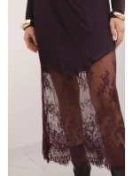 Dámská viskózová sukně s krajkou švestková