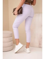 Dámské jarní boyfriend kalhoty s vysokým pasem a pásem M.Sara fialové