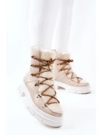 Polstrované kůže Trapeři Boty Světle Bezove Nerisso