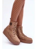 Zamszowe Botky Pracovníky Na Masivní Platformě Koturnie Bežové Lavica