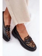 Kožené Mokasíny S Ozdobou A Panterou Černé Laura Messi 2965