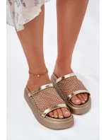 Zdobené dámské sandály na platformě se síťkou S.Barski MY51-016 zlaté