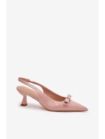 Lakované Sandály Na Jehlovém Podpatku S Mašlí Nude Naylna Lakované Sandály Na Jehlovém Podpatku S Mašlí Nude Naylna