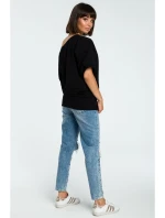 B079 Halenka nadměrné velikosti se zavinovacími detaily - černá