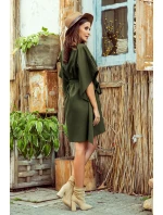 SOFIA - Dámské motýlkové šaty v khaki barvě 287-13 SOFIA - Dámské motýlkové šaty v khaki barvě 287-13