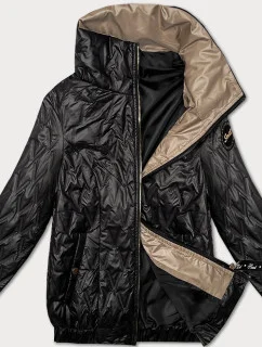 Krátká černá dámská bunda se stahovacím lemem na spodním okraji S'West (B8359-1)