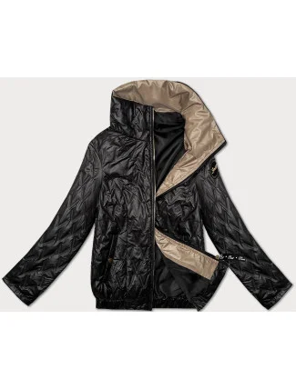 Krátká černá dámská bunda se stahovacím lemem na spodním okraji S'West (B8359-1)