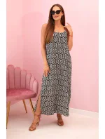 Dámské šaty na ramínka s šestiúhelníkovým vzorem černý