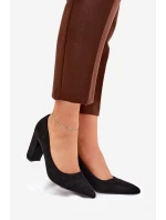 Eko Semišové Lodičky Na Podpatku Černé Ellinoria