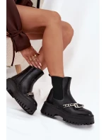 Dámské kotníkové boty Marvella na platformě s řetízkem – černé Dámské kotníkové boty Marvella na platformě s řetízkem – černé