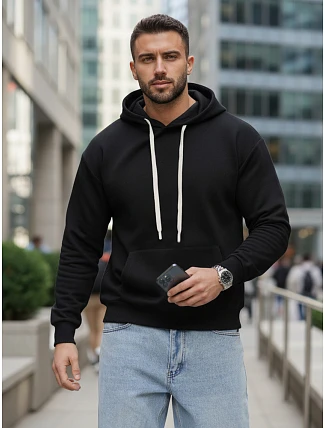 Pánská klokaní mikina s kapucí černá FashionStreet BX5952