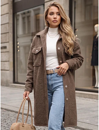 Dlouhý dámský kabát z ovčí kůže Fango FashionStreet NY0803 Dlouhý dámský kabát z ovčí kůže Fango FashionStreet NY0803