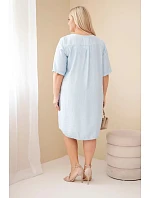 Dámské viskózové šaty Plus Size s krátkým rukávem a výstřihem do V modrá