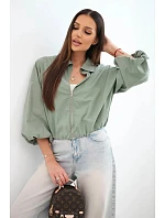 Dámská bavlněná bomber bunda na zip khaki Dámská bavlněná bomber bunda na zip khaki