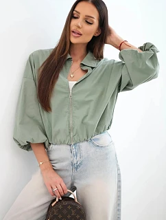 Dámská bavlněná bomber bunda na zip khaki