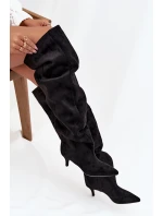 Nazouvací dámské kozačky na jehlovém podpatku černé Ysolienne Nazouvací dámské kozačky na jehlovém podpatku černé Ysolienne