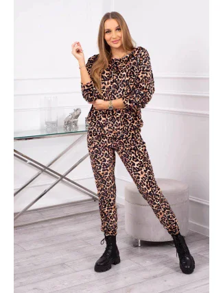 Dámský set s leopardím vzorem béžové barvy - Kesi Dámský set s leopardím vzorem béžové barvy - Kesi