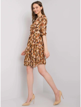 Dámské šaty DHJ SK 11332.67P Hnědé mix barev - FPrice Dámské šaty DHJ SK 11332.67P Hnědé mix barev - FPrice