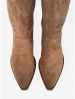 Trendy kozačky hnědé dámské na širokém podpatku Trendy kozačky hnědé dámské na širokém podpatku