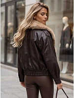 Dámská zimní kožená bunda s kožešinou, hnědá, FashionStreet TY6028 Dámská zimní kožená bunda s kožešinou, hnědá, FashionStreet TY6028