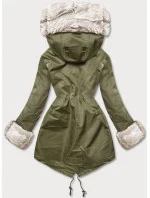 Bunda parka v army barvě kožešinovou odepínací podšívkou (5M763-136)