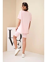 Dámský bavlněný komplet s krátkým rukávem a šortkami žlutý Dámský bavlněný komplet s krátkým rukávem a šortkami žlutý