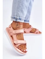 Dámské sportovní sandály na platformě Big Star LL274788 Růžové