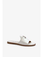 Elegantní dámské lesklé pantofle s ozdobou S.Barski Stříbrná