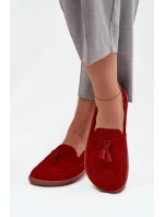 Kožené semišové mokasíny typu barefoot Zazoo  – červené