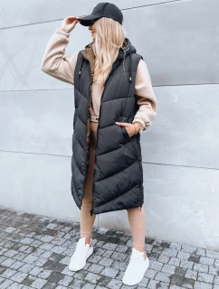 Dámská dlouhá prošívaná vesta GERIAT černá FashionStreet TY3838