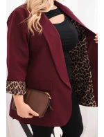 Dámská bunda Plus Size s podšívkou v leopardím vzoru švestková Dámská bunda Plus Size s podšívkou v leopardím vzoru švestková