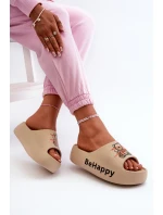 Lehké Dámské Sandály Na Hrubé Podrážce S Plyšovým Medvídkem Tmavě Béžové Serefina